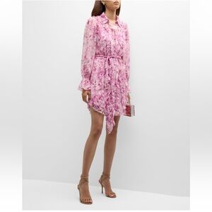 Cinq a Sept Estelle Monochrome Floral Ruffle Dress